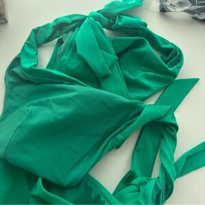 ASOS NEW tie side cut-out halter swimsuit, sexy, emerald green, shimmer size 8